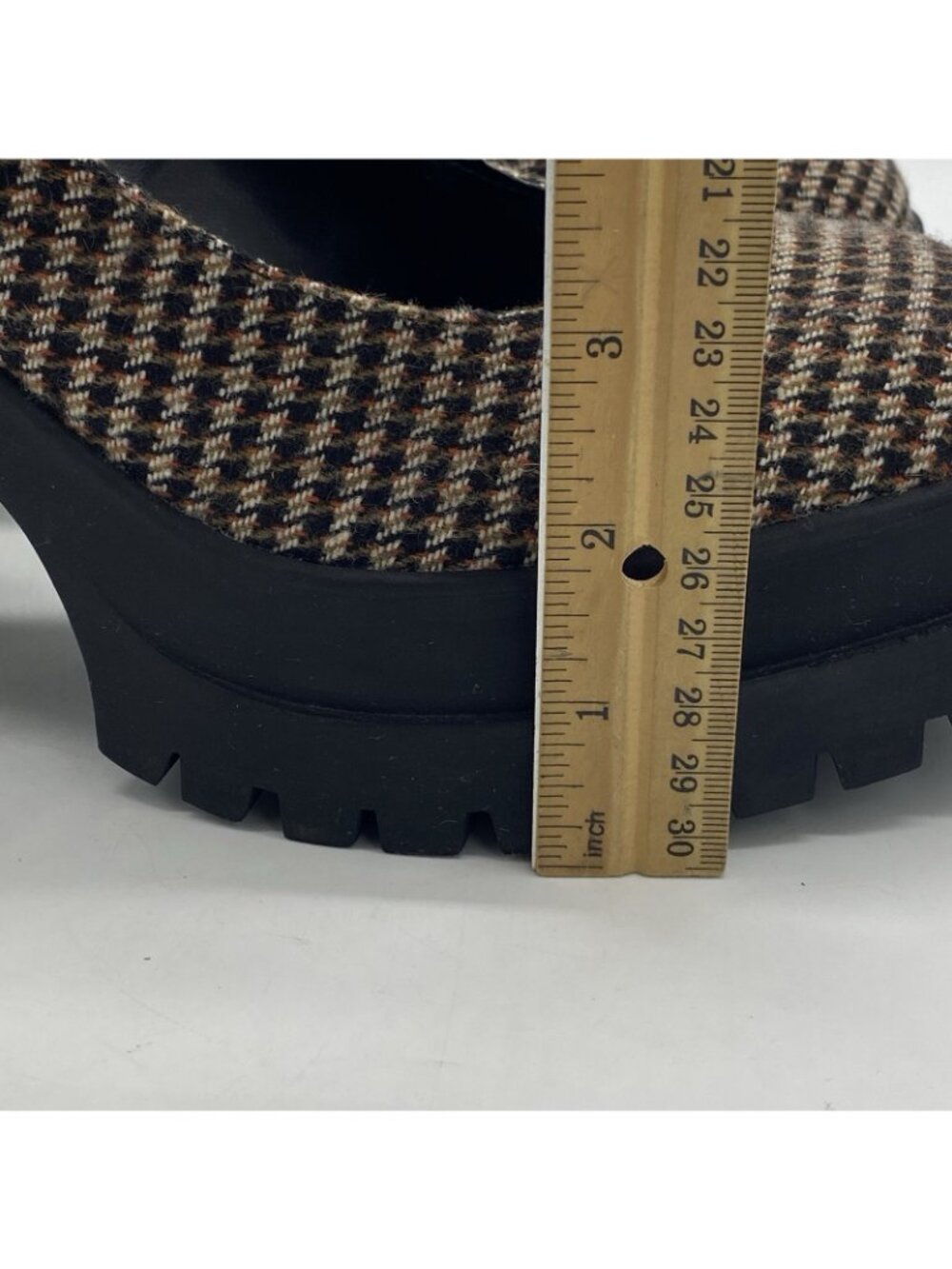Steve Madden Orsen Mary Jane 9.5 Houndstooth Plaid Tweed Lug Block Heel Loafer - Picture 14 of 14